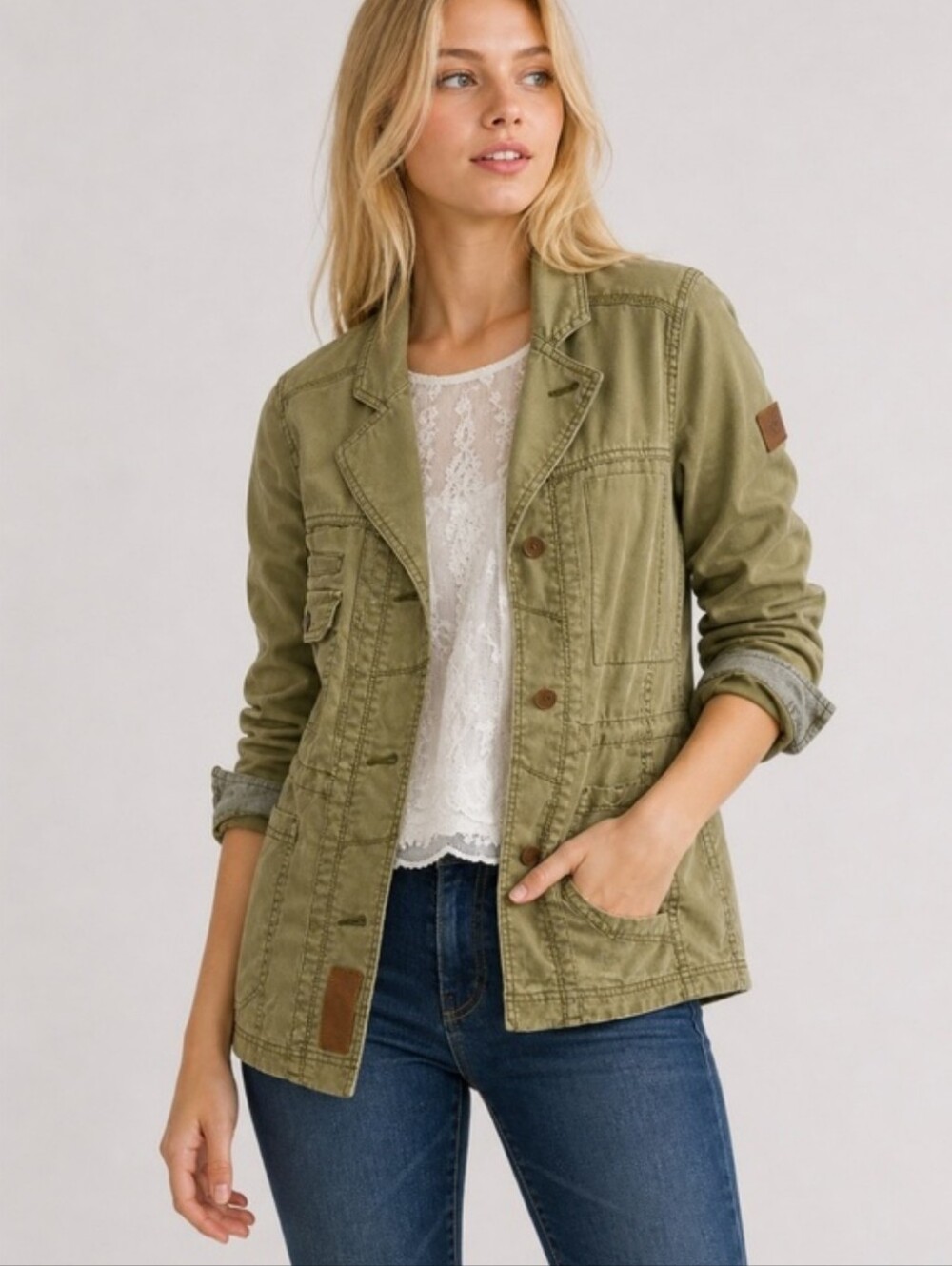 HOLDING HORSES Olive Utility Field Jacket for Women